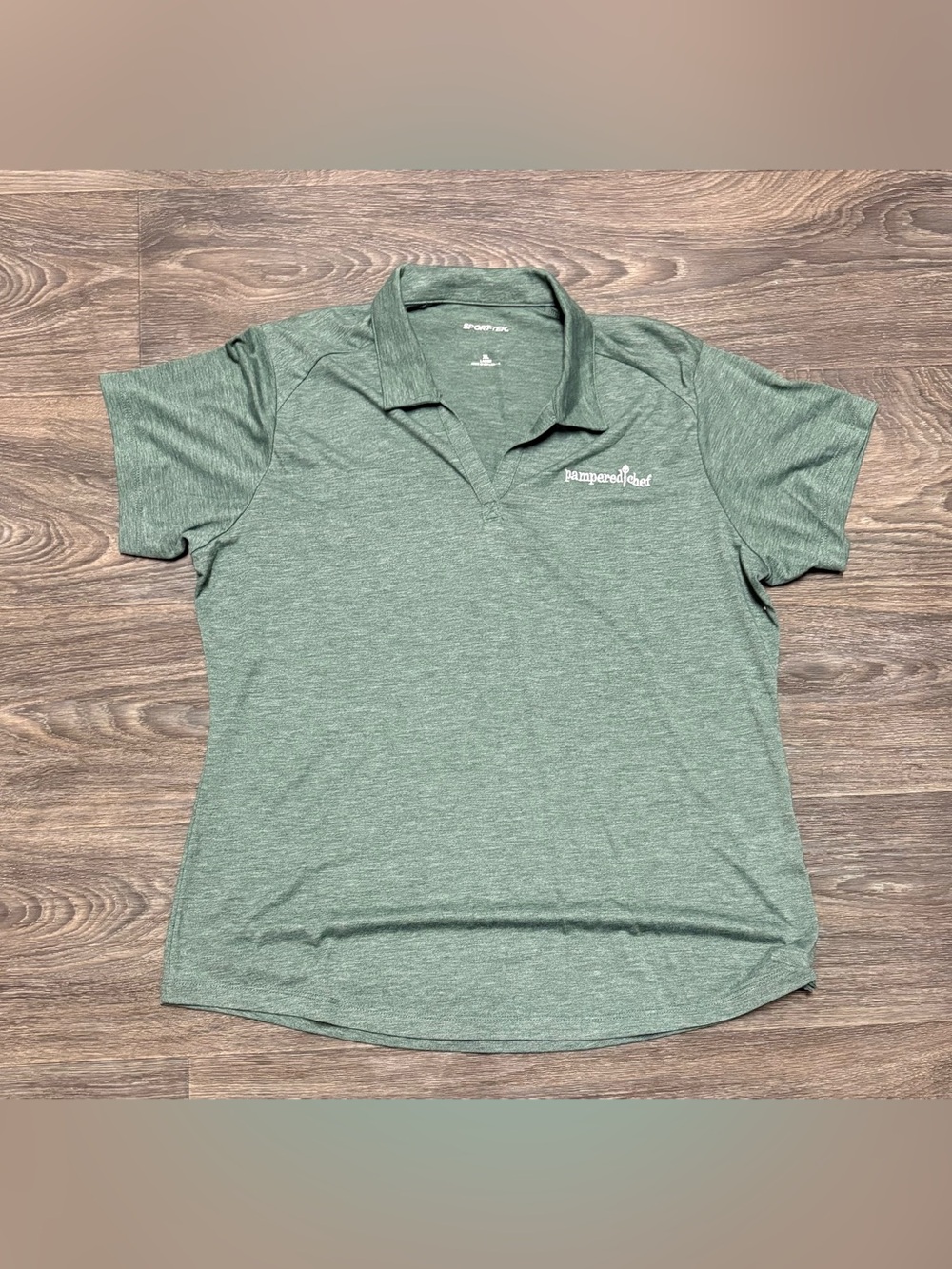 XL Heather Green Polo Shirt with Pampered Chef Logo